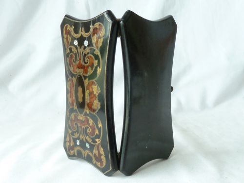 FRENCH SEWING SET NECESSAIRE ETUI BOX INLAID EBONY SILVER THIMBLE - ADDITIONAL PHOTO 2