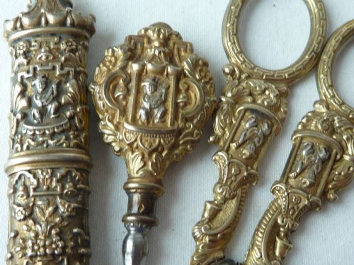 FRENCH CHINOISERIE SILVER GILT SEWING ETUI NECESSAIRE DREYFOUS PARIS - ADDITIONAL PHOTO 8