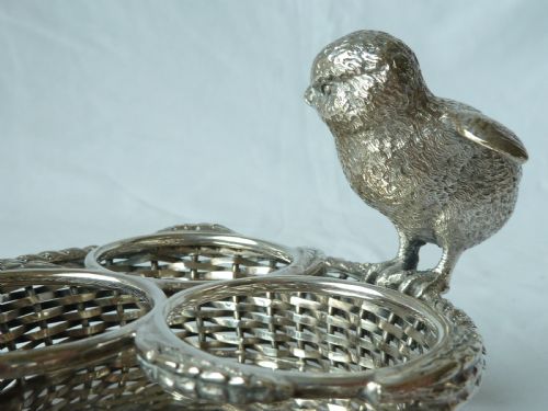 ENGLISH NOVELTY CHICK EGG BASKET CRUET SILVER PLATE MAPPIN WEB VICTORIAN - ADDITIONAL PHOTO 6