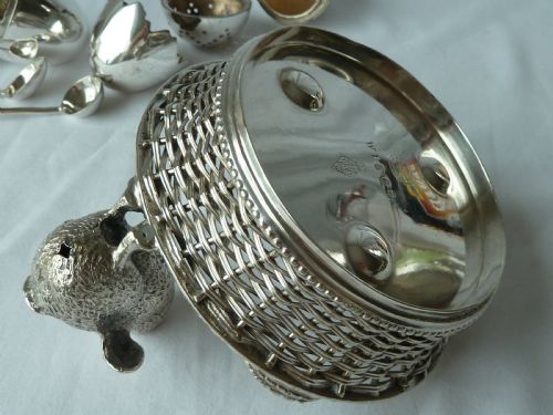 ENGLISH NOVELTY CHICK EGG BASKET CRUET SILVER PLATE MAPPIN WEB VICTORIAN - ADDITIONAL PHOTO 9