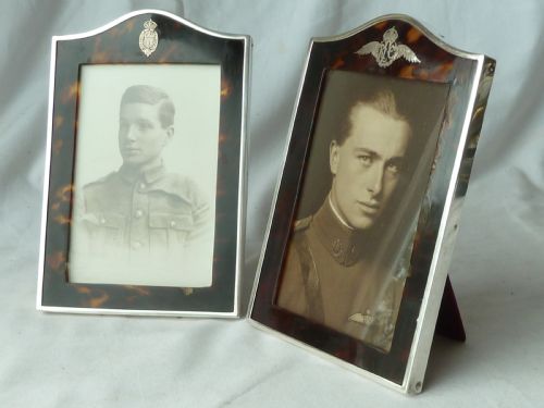 RFC ETON COLLEGE OTC 1916 ENGLISH HALLMARKED SILVER PHOTO FRAMES WWI - ADDITIONAL PHOTO 1