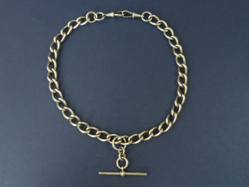 17 43cm 75g solid silver double albert pocket watch chain 1913 necklace choker collar victorian - CATEGORY: ANTIQUE JEWELLERY - DATED 1910