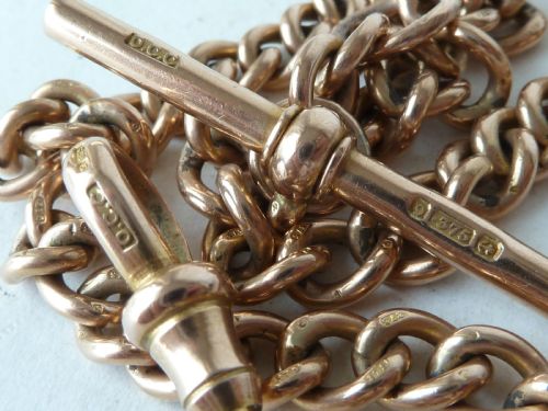 1923 12 305MM 31G SOLID 9 CARAT GOLD ALBERT POCKET WATCH CHAIN - ADDITIONAL PHOTO 3