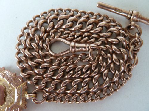 1912 16 405MM 37G SOLID 9 CARAT GOLD ALBERT POCKET WATCH GRADUATED CHAIN NECKLACE CHOKER - ADDITIONAL PHOTO 5
