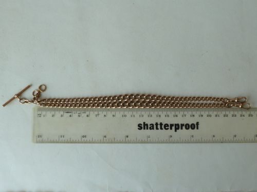 1910 1912 495MM 555G SOLID 9 CARAT GOLD DOUBLE ALBERT POCKET WATCH CHAIN GRADUATED NECKLACE - ADDITIONAL PHOTO 8