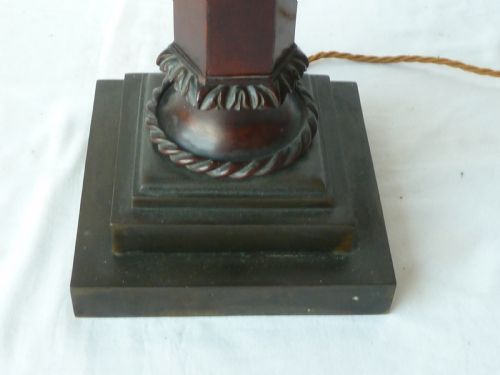TALL TABLE LAMP BRONZE EAGLE PILLAR TABLE MAHOGANY COLUMN - ADDITIONAL PHOTO 2