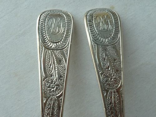 PAIR SILVER BERRY SPOONS BOXED GEORGIAN VICTORIAN SERVING TABLE STERLING HALLMARKED - ADDITIONAL PHOTO 7