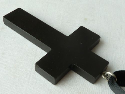 LARGE PIETRA DURA CROSS PENDANT ASHFORD MARBLE HARDSTONE INLAY VICTORIAN FORGET ME NOT - ADDITIONAL PHOTO 3