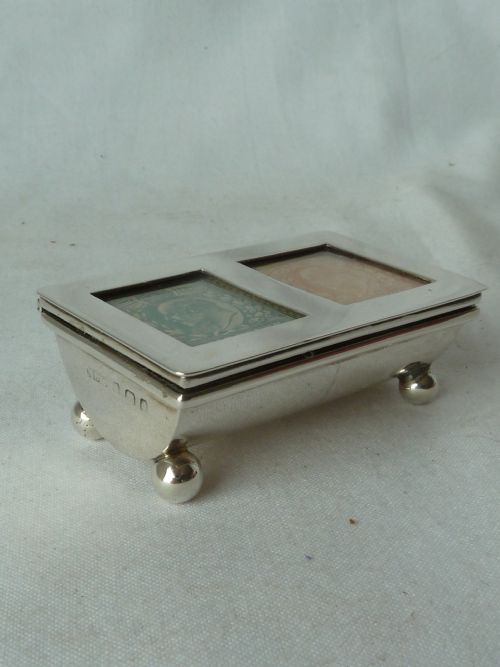 EDWARDIAN DOUBLE POSTAGE STAMP CASE BOX 1903 STERLING SILVER - ADDITIONAL PHOTO 1