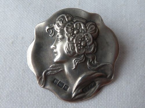 BOXED SET 6 BUTTONS SILVER ART NOUVEAU HALLMARKED 1900 LADIES HEAD - ADDITIONAL PHOTO 2