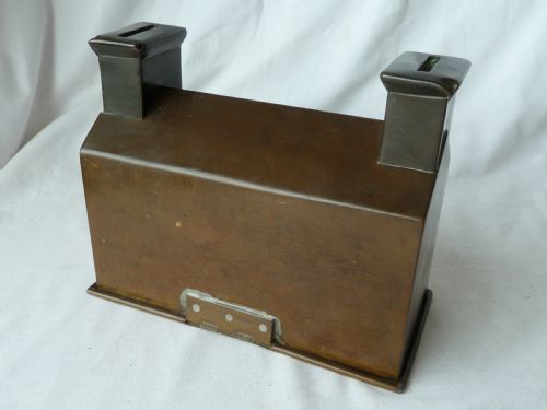 PATINATED BRASS COTTAGE MONEY BOX COIN BANK MINIATURE BUILDING HOUSE ENGLISH NAIVE FOLK ART - ADDITIONAL PHOTO 2