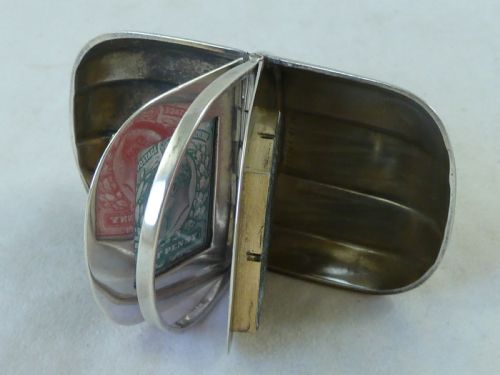 NOVELTY GARDEN TRUG DOUBLE POSTAGE STAMP CASE BOX 1910 STERLING SILVER - ADDITIONAL PHOTO 4