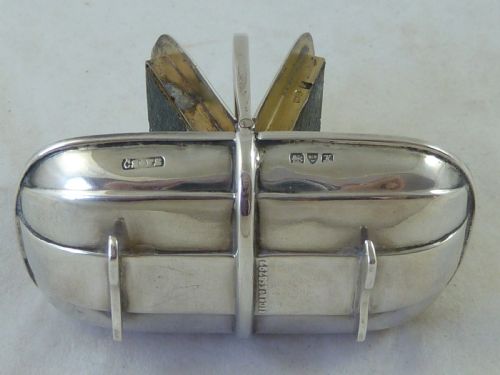 NOVELTY GARDEN TRUG DOUBLE POSTAGE STAMP CASE BOX 1910 STERLING SILVER - ADDITIONAL PHOTO 6