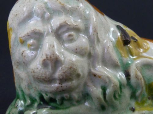 PRATTWARE LION EARLY ENGLISH STAFFORDSHIRE POTTERY MINIATURE TOY - ADDITIONAL PHOTO 3