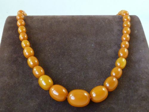 45G 61CM 24 NATURAL BALTIC AMBER BEAD NECKLACE GRADUATED BUTTERSCOTCH GENUINE - ADDITIONAL PHOTO 1