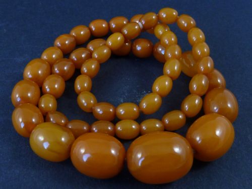 45G 61CM 24 NATURAL BALTIC AMBER BEAD NECKLACE GRADUATED BUTTERSCOTCH GENUINE - ADDITIONAL PHOTO 3