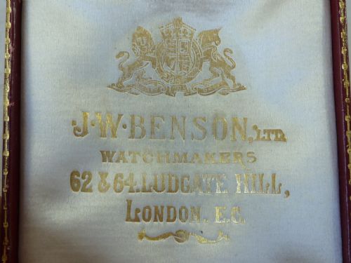 J W BENSON LTD LEATHER POCKET WATCH CASE RETAIL DISPLAY BOX - ADDITIONAL PHOTO 1