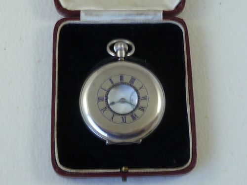 J W BENSON SOLID SILVER SWISS HALF HUNTER POCKET WATCH LONDON 1938 CASE - ADDITIONAL PHOTO 1