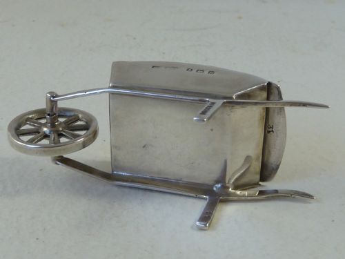 NOVELTY GARDEN WHEELBARROW POSTAGE STAMP CASE BOX 1907 STERLING SILVER MINIATURE - ADDITIONAL PHOTO 5