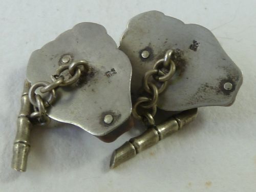 JAPANESE MIXED METAL CUFFLINKS MEIJI GOLD BOXED PAIR NOH THEATRE MASK HANNYA 84 MARKED - ADDITIONAL PHOTO 5