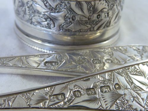 VICTORIAN SHE 1882 SILVER FORK SPOON NAPKIN RING SET BOXED ENGLISH GEORGE UNITE PRESENTATION - ADDITIONAL PHOTO 6