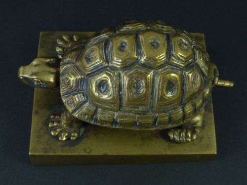 TORTOISE BRASS INKWELL NOVELTY INKSTAND ENGLISH VICTORIAN ANIMALIER FIGURAL - ADDITIONAL PHOTO 7