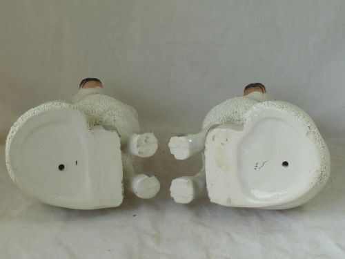 PAIR VICTORIAN STAFFORDSHIRE POTTERY POODLE CONFETTI DOGS SEPARATE LEG FIGURES GRAVELWARE LION CUT - ADDITIONAL PHOTO 9