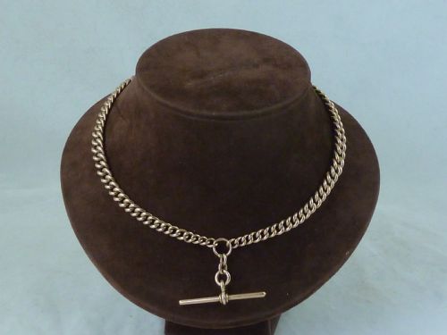1918 1512 393mm 465g solid 9 carat gold double albert pocket watch chain choker collar graduated curb link - CATEGORY: ANTIQUE JEWELLERY - DATED 1910