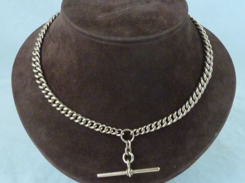 1918 1512 393MM 465G SOLID 9 CARAT GOLD DOUBLE ALBERT POCKET WATCH CHAIN CHOKER COLLAR GRADUATED CURB LINK - ADDITIONAL PHOTO 1