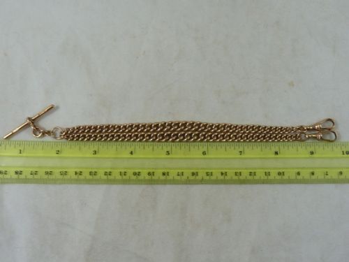 1918 1512 393MM 465G SOLID 9 CARAT GOLD DOUBLE ALBERT POCKET WATCH CHAIN CHOKER COLLAR GRADUATED CURB LINK - ADDITIONAL PHOTO 2