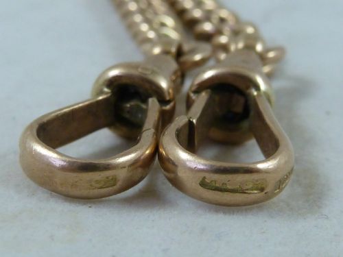 1918 1512 393MM 465G SOLID 9 CARAT GOLD DOUBLE ALBERT POCKET WATCH CHAIN CHOKER COLLAR GRADUATED CURB LINK - ADDITIONAL PHOTO 6