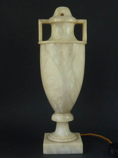 Neoclassical Alabaster Urn Vase Table Lamp Art Deco Period
