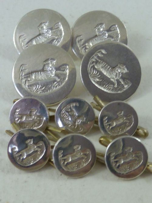 64 INTAGLIO TIGER SILVER PLATED LIVERY BUTTONS FIRMIN LONDON SEAL - ADDITIONAL PHOTO 1