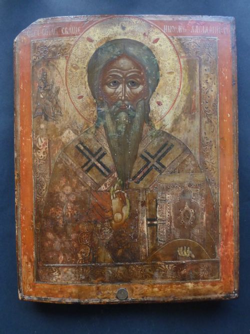 ORTHODOX ICON HAND PAINTED WOOD PANEL GREEK RUSSIAN - ADDITIONAL PHOTO 1
