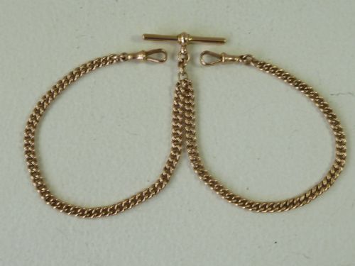 1900 17 433MM 378G SOLID 9 CARAT GOLD DOUBLE ALBERT POCKET WATCH CHAIN NECKLACE - ADDITIONAL PHOTO 3