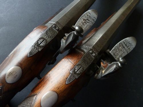 PAIR OFFICERS PISTOLS WHEELER LONDON FLINTLOCK DUELLING GUNS - ADDITIONAL PHOTO 6