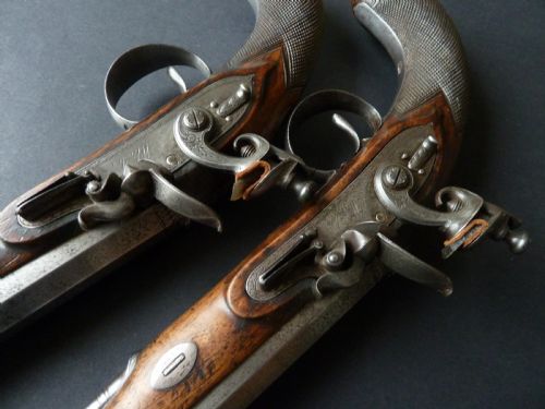PAIR OFFICERS PISTOLS WHEELER LONDON FLINTLOCK DUELLING GUNS - ADDITIONAL PHOTO 13