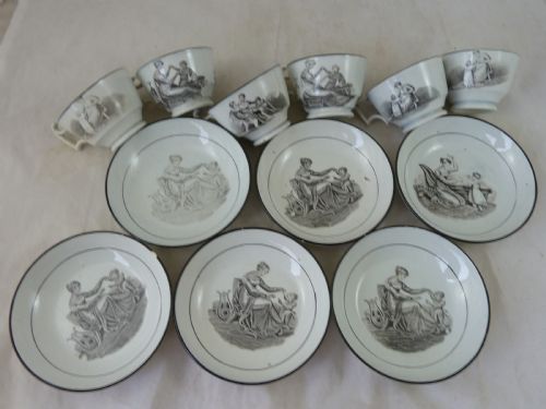 GEORGIAN BLACK TRANSFER PRINTED CHILDS TOY TEA SET ADAM BUCK PEARLWARE POTTERY BAT - ADDITIONAL PHOTO 1