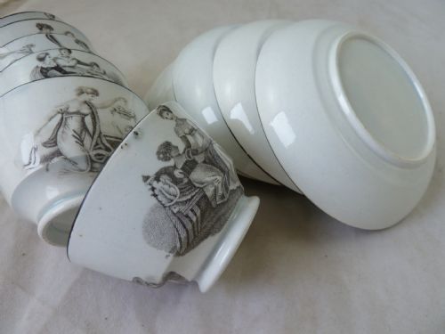 GEORGIAN BLACK TRANSFER PRINTED CHILDS TOY TEA SET ADAM BUCK PEARLWARE POTTERY BAT - ADDITIONAL PHOTO 12