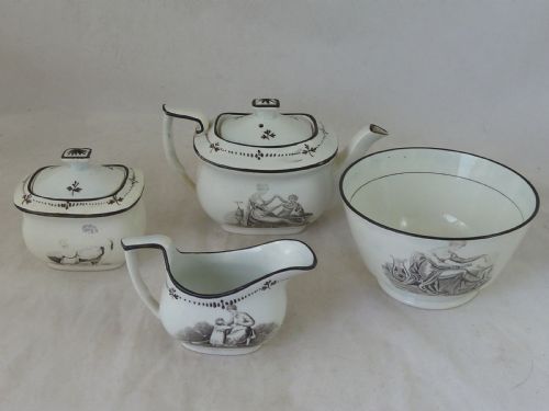GEORGIAN BLACK TRANSFER PRINTED CHILDS TOY TEA SET ADAM BUCK PEARLWARE POTTERY BAT - ADDITIONAL PHOTO 16