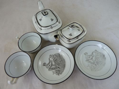 GEORGIAN BLACK TRANSFER PRINTED CHILDS TOY TEA SET ADAM BUCK PEARLWARE POTTERY BAT - ADDITIONAL PHOTO 24