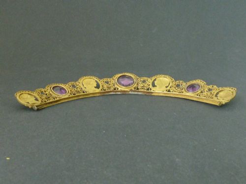 BERLIN IRONWORK GILT TIARA AMETHYST PASTE CUT STEEL FASCINATOR CRESTING COMB - ADDITIONAL PHOTO 8