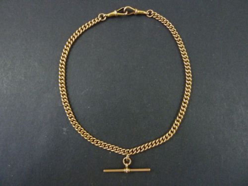 1910S 15 383MM 35G SOLID 9 CARAT GOLD DOUBLE ALBERT POCKET WATCH CHAIN NECKLACE - ADDITIONAL PHOTO 2