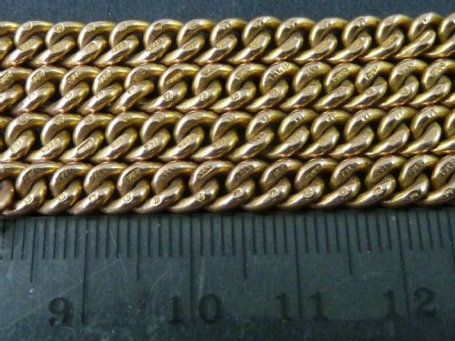 1910S 15 383MM 35G SOLID 9 CARAT GOLD DOUBLE ALBERT POCKET WATCH CHAIN NECKLACE - ADDITIONAL PHOTO 5