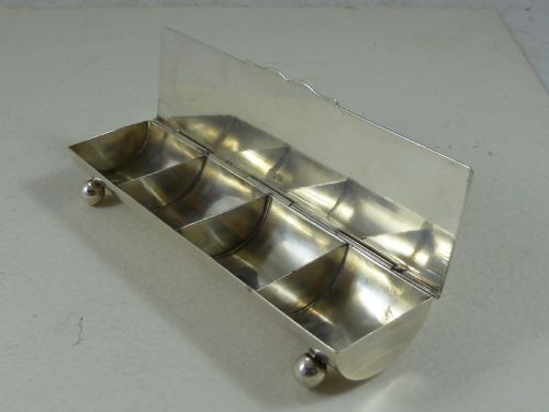 quadruple postage stamp case box 1917 sterling silver trough - CATEGORY: ANTIQUE SILVER - DATED 1920