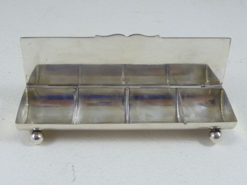 QUADRUPLE POSTAGE STAMP CASE BOX 1917 STERLING SILVER TROUGH - ADDITIONAL PHOTO 1
