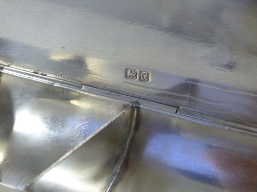 QUADRUPLE POSTAGE STAMP CASE BOX 1917 STERLING SILVER TROUGH - ADDITIONAL PHOTO 4
