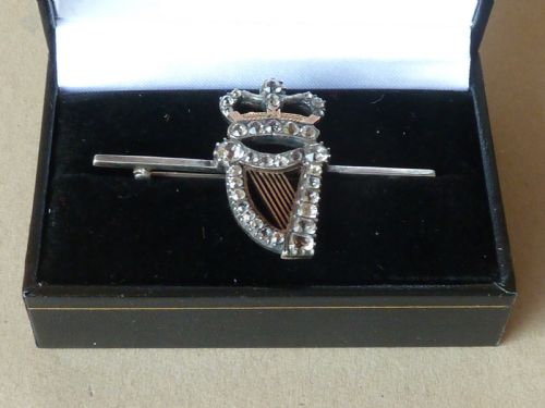 GEORGIAN HARP CROWN SILVER GOLD PASTE BROOCH PENDANT IRISH - ADDITIONAL PHOTO 1