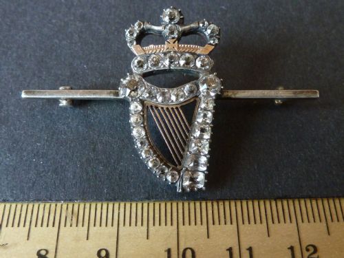 GEORGIAN HARP CROWN SILVER GOLD PASTE BROOCH PENDANT IRISH - ADDITIONAL PHOTO 4