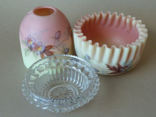BURMESE GLASS CLARKES FAIRY NIGHT LIGHT CANDLE LAMP LANTERN SHADE BOWL STAND - ADDITIONAL PHOTO 1